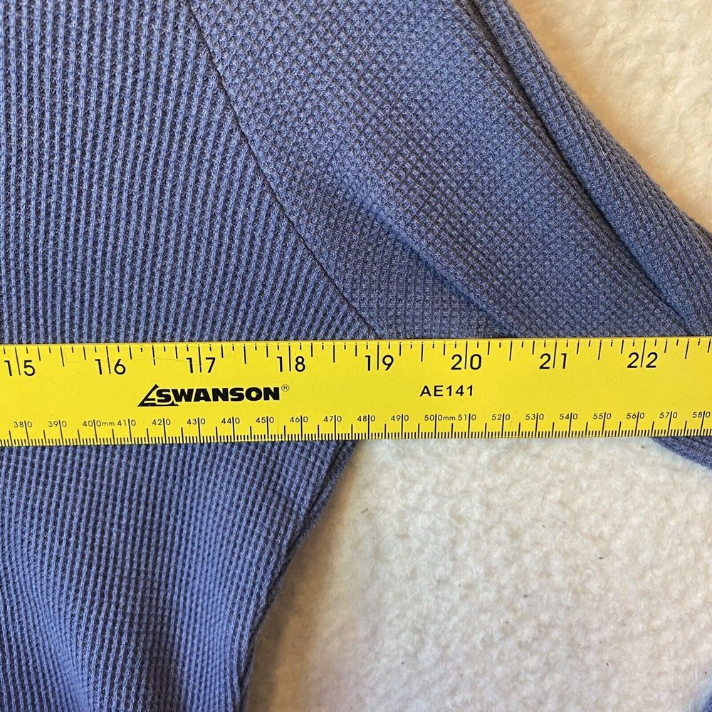 Columbia Women's Sz Medium Blue Cotton Blend Cowl NeckTunic Shirt Waffle Thermal - Picture 6 of 8